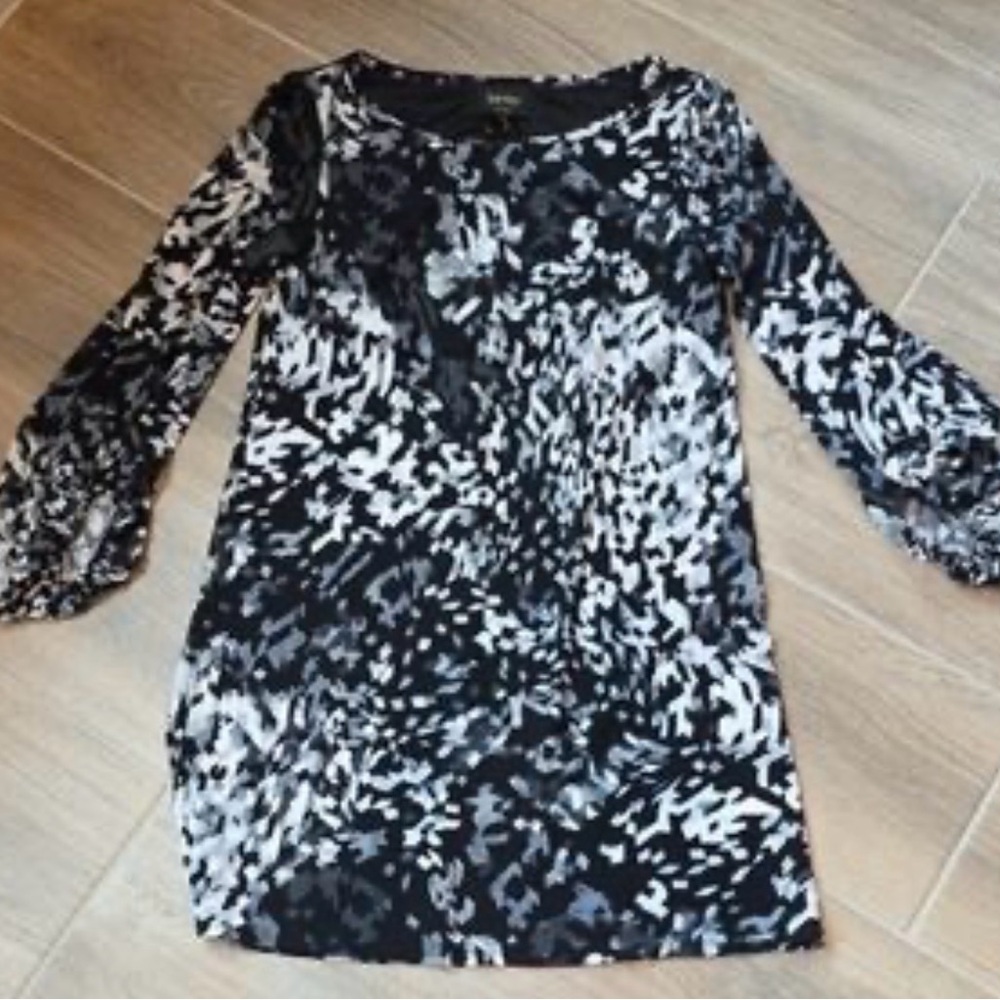 LAUNDRY $185 NWT Black & Grey STRETCH Print Dress size 12 - Picture 6 of 8